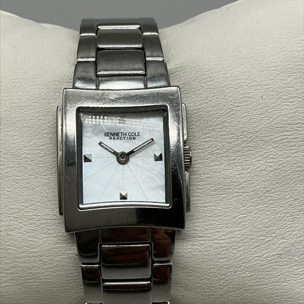 Kenneth Cole Reaction Womens Watch 21mm Silver Tone Bracelet New Battery 6
